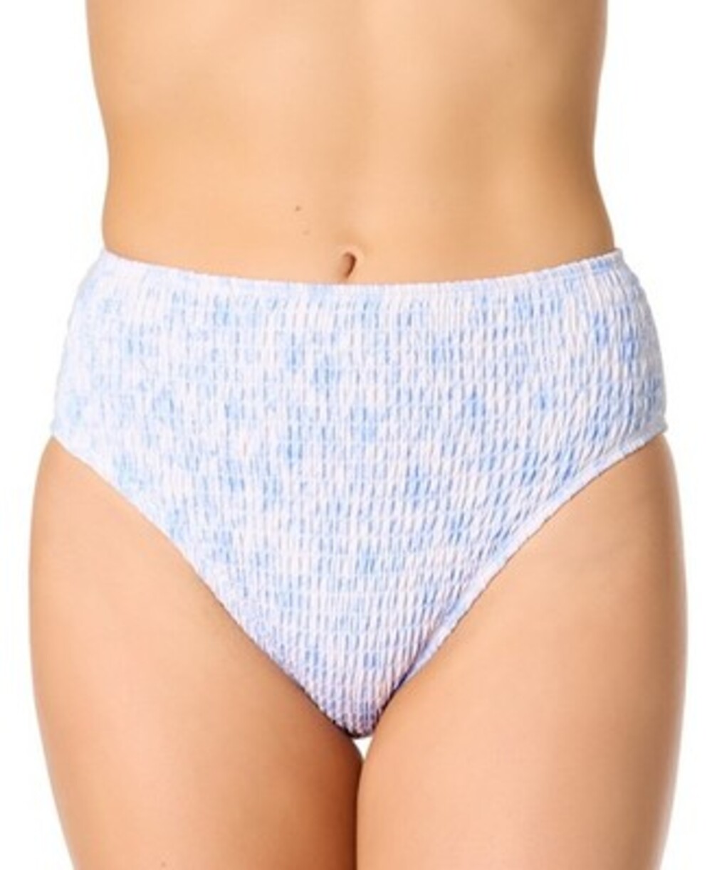 Salt + Cove Smocked High-Waist Swim Bottoms Juniors' L Toile Cornflower Pulls On